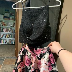 sparkle and floral homecoming dress